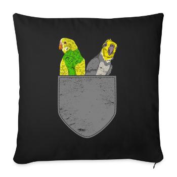 Oiseau Amoureux Cadeau Mignon Poitrine Sac Perruche - Coussin et housse de 45 x 45 cm - noir - Devant