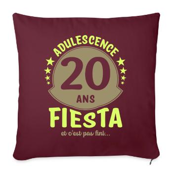 20 ans anniversaire - Coussin et housse de 45 x 45 cm - bordeaux - Devant
