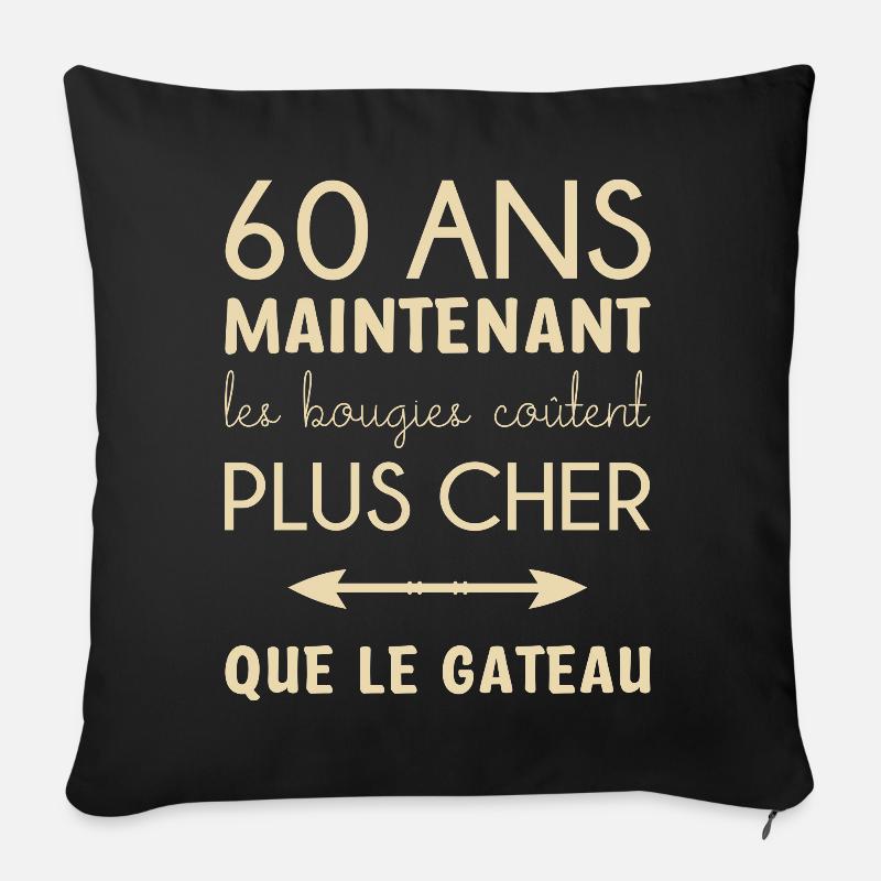 60 ans anniversaire - Coussin et housse de 45 x 45 cm - noir