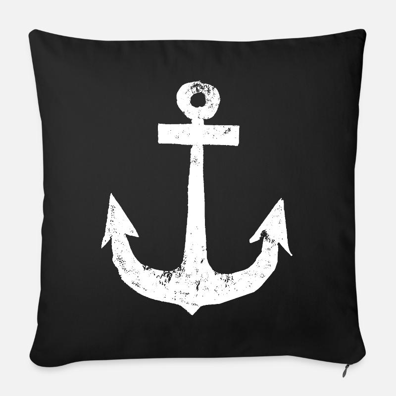 Anker | Anchor | Vintage | Weiss - Sofakissen mit Füllung 45 x 45 cm - Schwarz