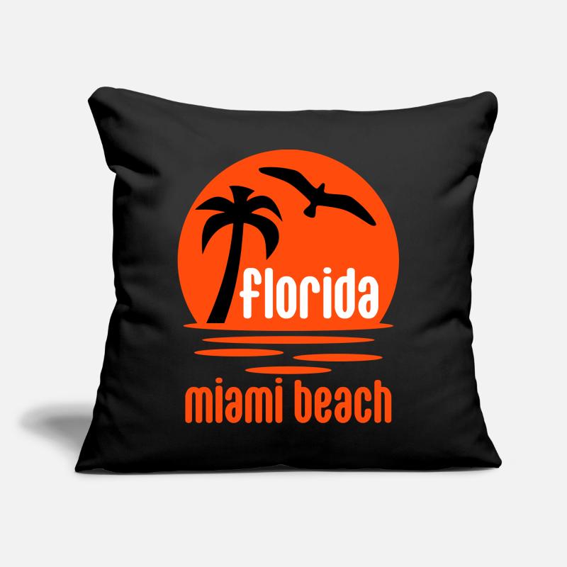 Floride, Miami beach (soleil, palmier, oiseau) Coussin et housse de 45 x 45 cm