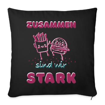 Zusammen sind wir stark - Freunde - Sofakissen mit Füllung 45 x 45 cm - Schwarz - Vorne