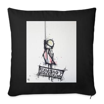 Love Art - Hate Terror / KOLONE - Coussin et housse de 45 x 45 cm - noir - Devant
