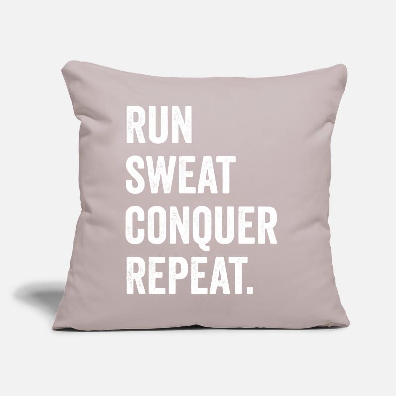 Run. Sweat. Conquer. Repeat. Sofa pillow with filling 45cm x 45cm