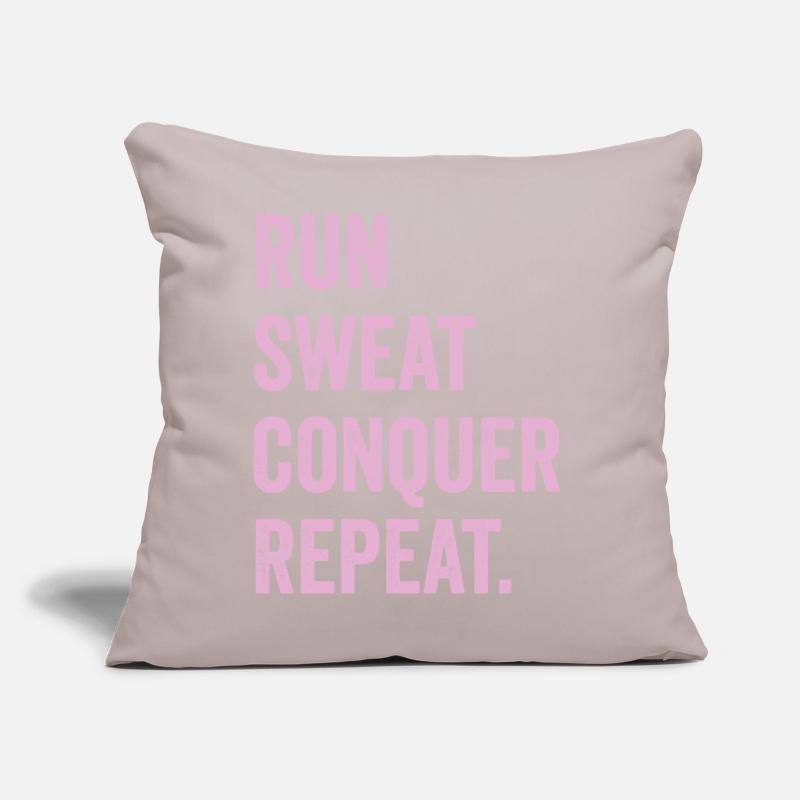 Run. Sweat. Conquer. Repeat. Sofa pillow with filling 45cm x 45cm