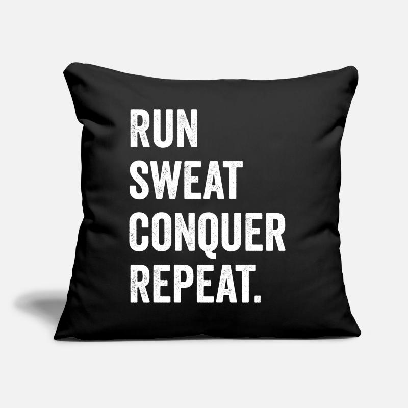 Run. Sweat. Conquer. Repeat. Sofa pillow with filling 45cm x 45cm