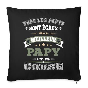Papy Corse - Meilleur papy - Coussin et housse de 45 x 45 cm - noir - Devant