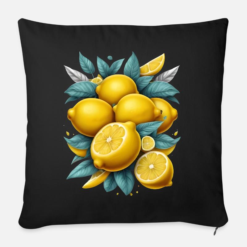 Lemons - Sofa pillow with filling 45cm x 45cm - black