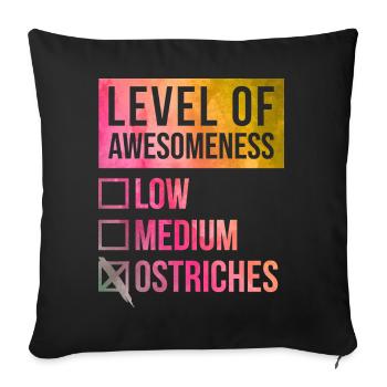 autruche - Coussin et housse de 45 x 45 cm - noir - Devant