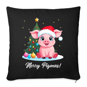 Schwein Weihnachten Landwirt Merry Pigmas - Sofakissen mit Füllung 45 x 45 cm - Schwarz - Vorne