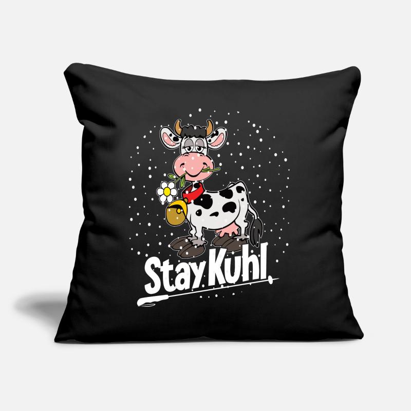 Reste vache ! Vache d’hiver avec fleur Coussin et housse de 45 x 45 cm