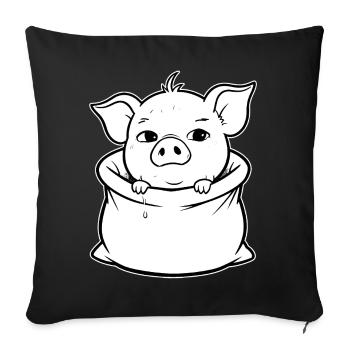 Cochon ronronnant dans un sac - Coussin et housse de 45 x 45 cm - noir - Devant