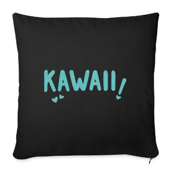 Inscription Kawaii - Coussin et housse de 45 x 45 cm - noir - Devant