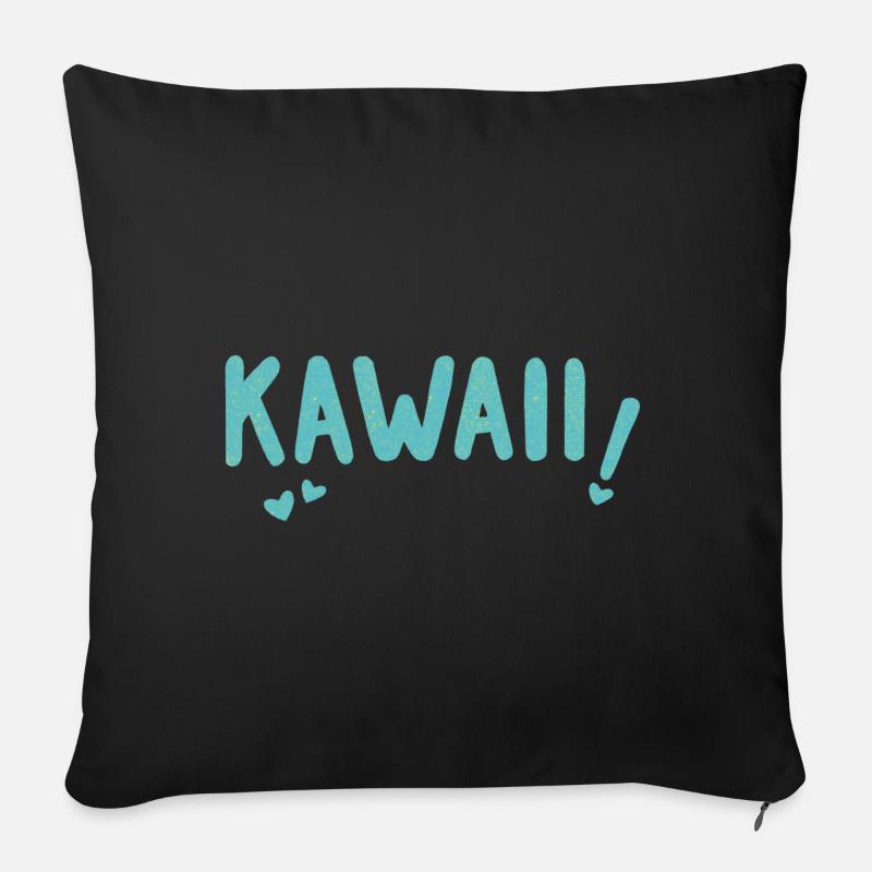 Kawaii Schriftzug - Sofakissen mit Füllung 45 x 45 cm - Schwarz