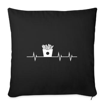 Mon cœur bat pour les frites - Coussin et housse de 45 x 45 cm - noir - Devant