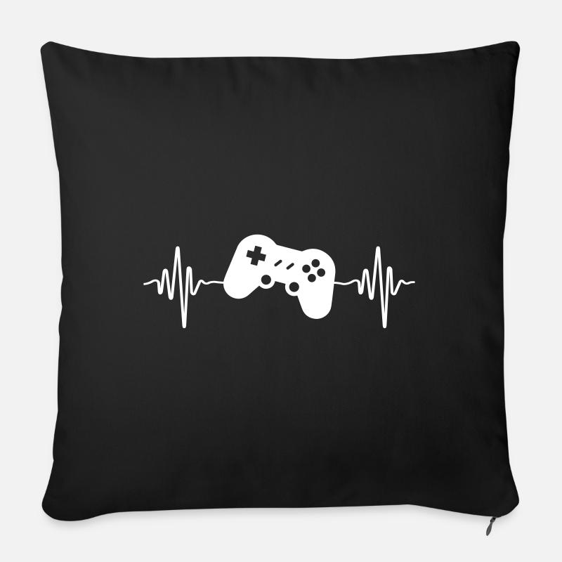 gamer controller puls - Sofakissen mit Füllung 45 x 45 cm - Schwarz