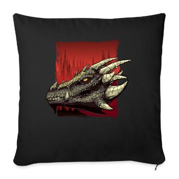 Dragon mythique créature fantaisie feu - Coussin et housse de 45 x 45 cm - noir - Devant