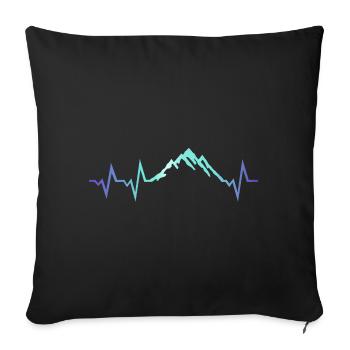 Battement de cœur de l'électrocardiogramme du glacier de montagne - Coussin et housse de 45 x 45 cm - noir - Devant
