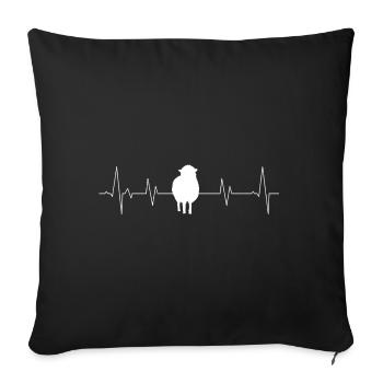 Schaf sticker mit Herzlinie - Sofakissen mit Füllung 45 x 45 cm - Schwarz - Vorne