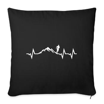 Berglauf Herzschlag, Laufen EKG - Sofakissen mit Füllung 45 x 45 cm - Schwarz - Vorne