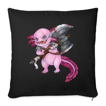 Lustiges Axolotl mit Axt Barbar Krieger Geschenk - Sofakissen mit Füllung 45 x 45 cm - Schwarz - Vorne