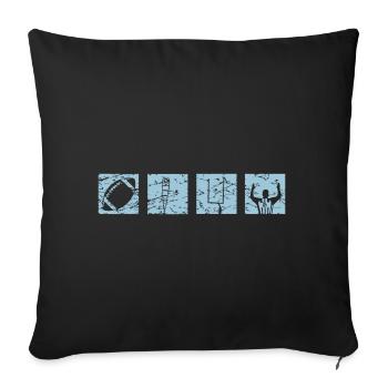 Symboles du football américain Carrés - Coussin et housse de 45 x 45 cm - noir - Devant