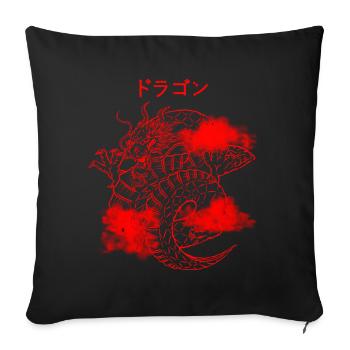 Japanischer Drache Anime Otaku roter Drache Asien - Sofakissen mit Füllung 45 x 45 cm - Schwarz - Vorne