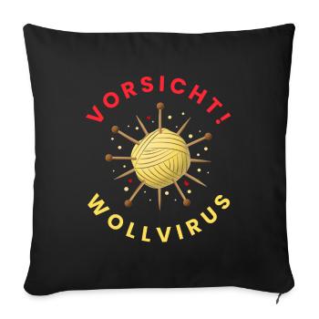 VORSICHT! Wollvirus - Sofakissen mit Füllung 45 x 45 cm - Schwarz - Vorne