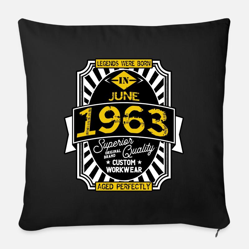 1963 JUNE - Coussin et housse de 45 x 45 cm - noir