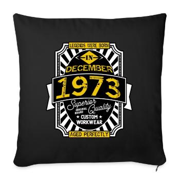 1973 DECEMBER - Sofa pillow with filling 45cm x 45cm - black - Front