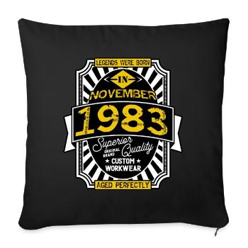 1983 NOVEMBER - Coussin et housse de 45 x 45 cm - noir - Devant
