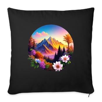 Beauty of the Caucasus - Sofa pillow with filling 45cm x 45cm - black - Front
