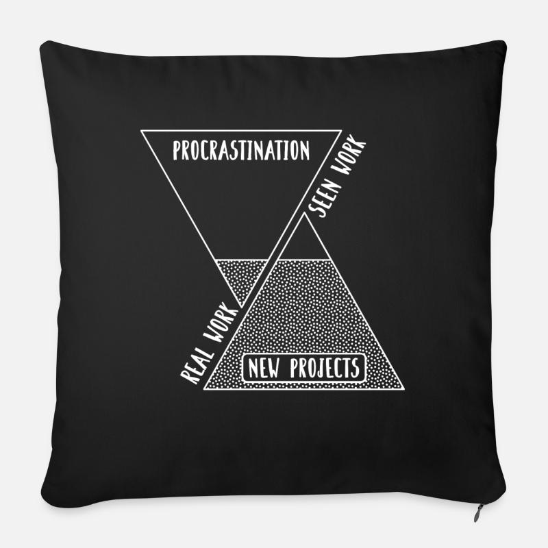 Procrastination Work - Sofa pillow with filling 45cm x 45cm - black