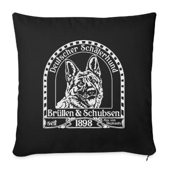 Schäferhund Brüllen&Schubsen weiß - Sofakissen mit Füllung 45 x 45 cm - Schwarz - Vorne