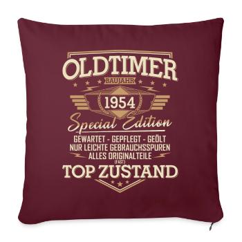 Oldtimer Baujahr Jahrgang 1954 Geburtstag Geschenk - Sofakissen mit Füllung 45 x 45 cm - Burgunderrot - Vorne