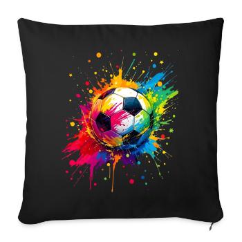 Foot football ballon fan passionné supporter - Coussin et housse de 45 x 45 cm - noir - Devant