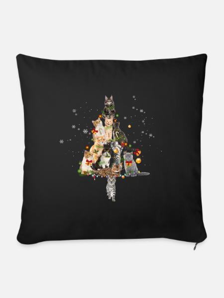 Katze Weihnachtsbaum Geschenk Idee Katze Weihnachten - Sofakissen mit Füllung 45 x 45 cm - Schwarz