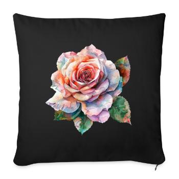 Watercolor Rose - Sofa pillow with filling 45cm x 45cm - black - Front