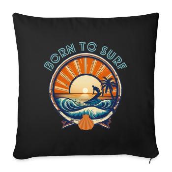 surfeur surfeur surfergirl vagues mer - Coussin et housse de 45 x 45 cm - noir - Devant