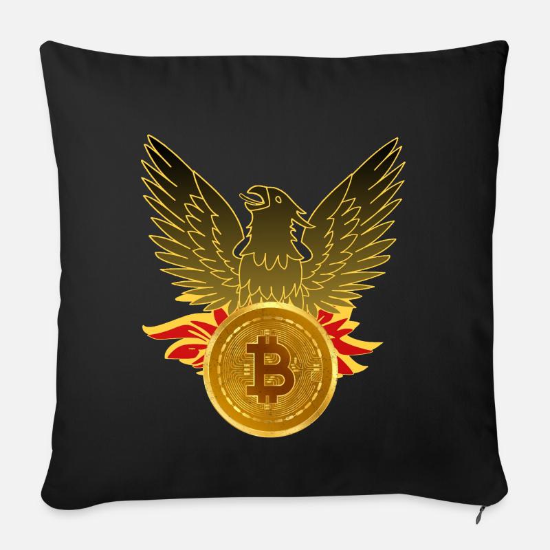 Bitcoin Phoenix / HODL / Crypto / Minage - Coussin et housse de 45 x 45 cm - noir
