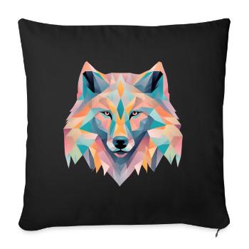Geometric wolf gift - Sofa pillow with filling 45cm x 45cm - black - Front