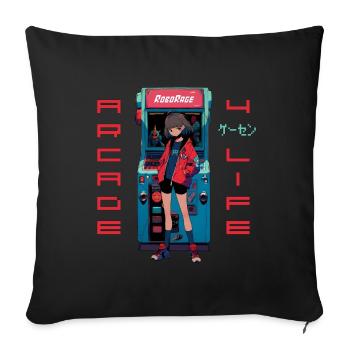 Anime Gaming Girl - Arcade 4 Life - Sofakissen mit Füllung 45 x 45 cm - Schwarz - Vorne