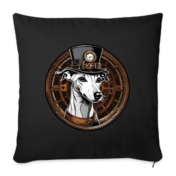 Steampunk Whippet in a Top Hat - Sofa pillow with filling 45cm x 45cm - black - Front