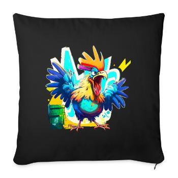 Angry rooster - Sofa pillow with filling 45cm x 45cm - black - Front