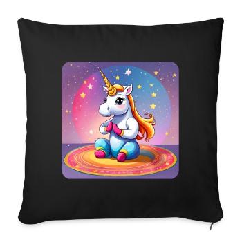 Niedliches Einhorn macht Joga - Sofakissen mit Füllung 45 x 45 cm - Schwarz - Vorne