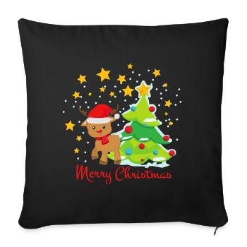 Rentier niedlich merry christmas Weihnachten Stern - Sofakissen mit Füllung 45 x 45 cm - Schwarz - Vorne