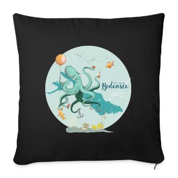 Bodensee-Party mit Oktopus - Sofakissen mit Füllung 45 x 45 cm - Schwarz - Vorne