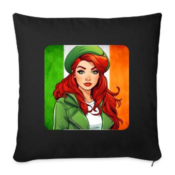 Cool Irish redhead girl - Sofa pillow with filling 45cm x 45cm - black - Front