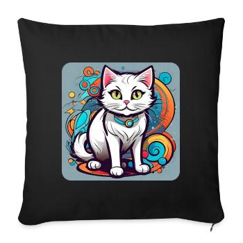 Chat blanc du Cheshire - Coussin et housse de 45 x 45 cm - noir - Devant