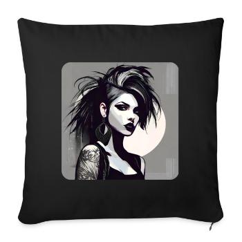 Cool gothic girl with tattoos - Sofa pillow with filling 45cm x 45cm - black - Front